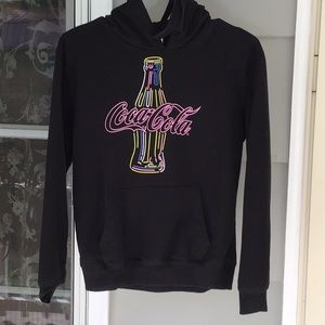 Black pink Hoodie, sweatshirt, Coca-Cola Small 3-5 Ladies girl pull over EUC